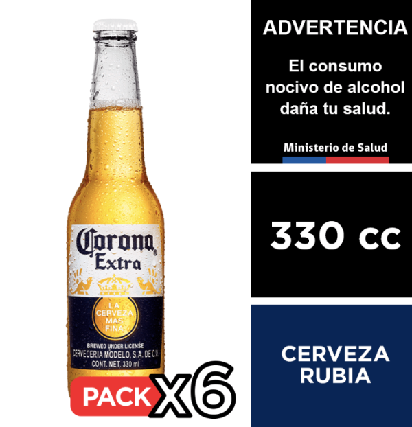 Pack 6 un. Cerveza Corona Lager 4.5° 330 cc